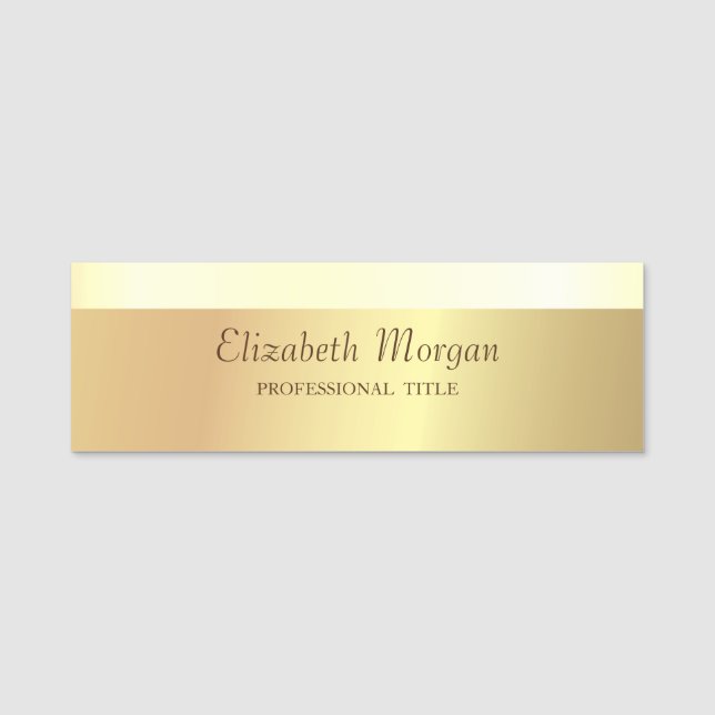 Elegant Chic Trendy, Gold Stripe Name Tag (Front)
