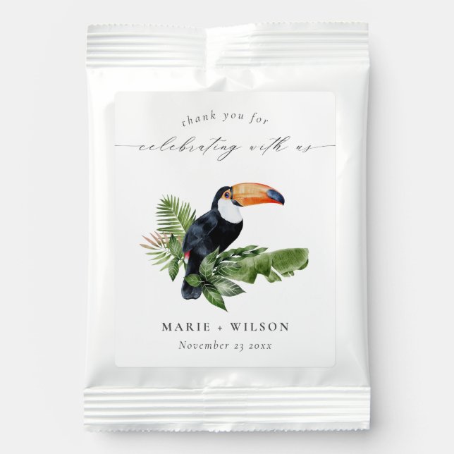 Elegant Chic Tropical Rainforest Toucan Wedding Margarita Drink Mix (Front)