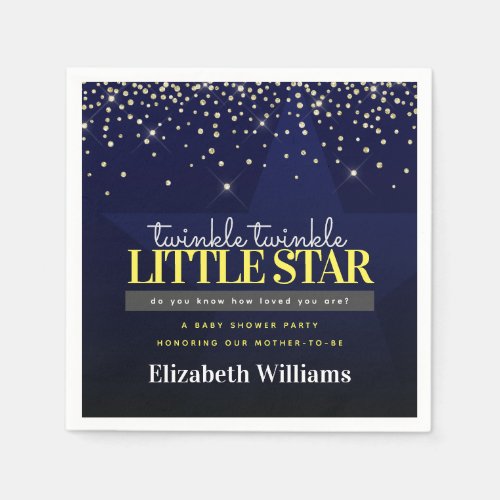 Elegant Chic Twinkle Little Star Baby Shower Napkins