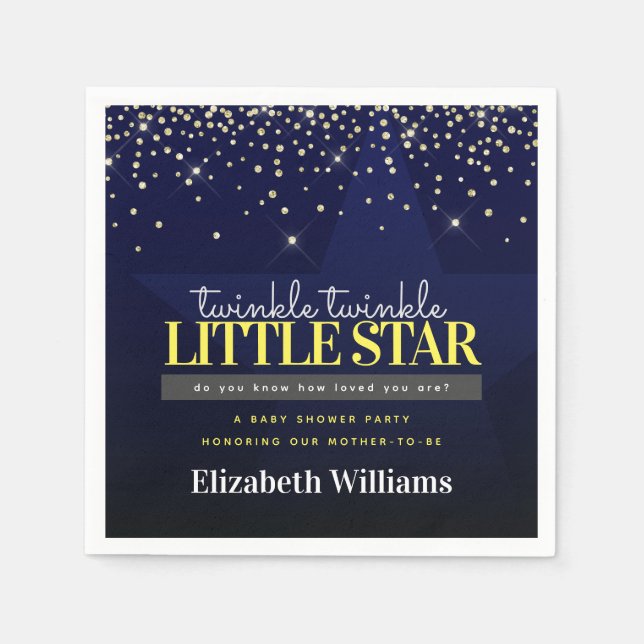 Elegant Chic Twinkle Little Star Baby Shower Napkins (Front)