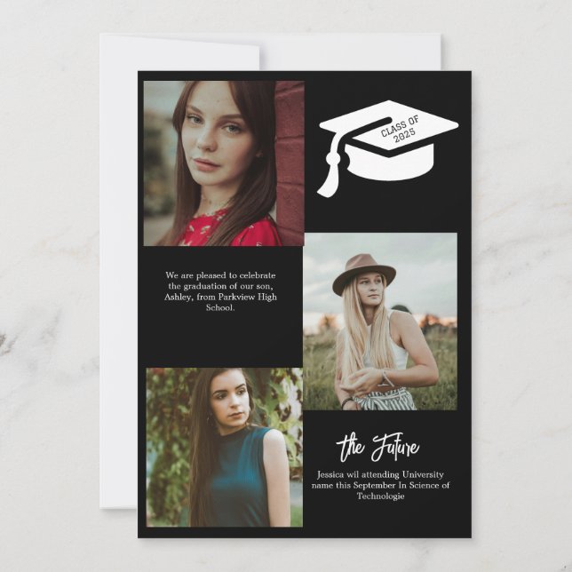 Elegant Chic Typography Graduation Party Announcement (Back)