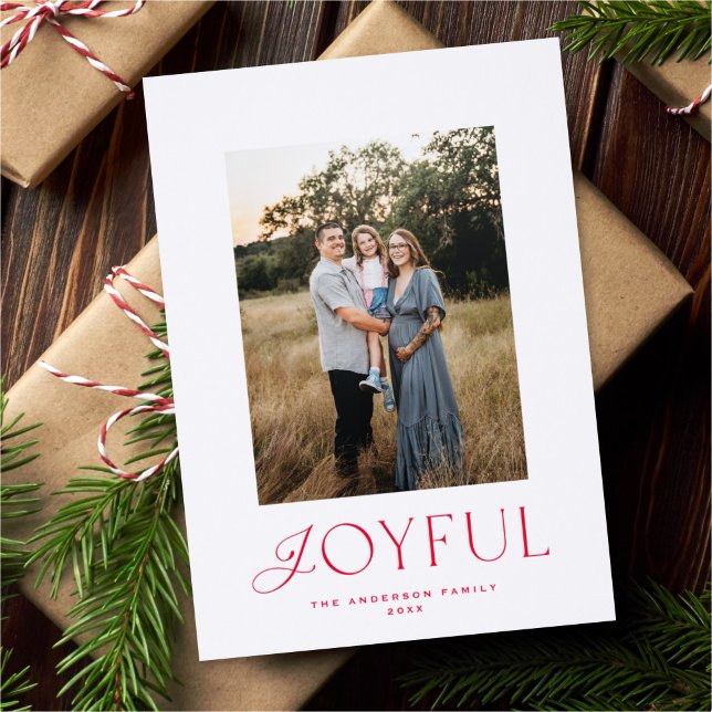 Elegant Chic Typography Minimal Christmas Holiday Letterpress Photo Cards (Creator Uploaded)