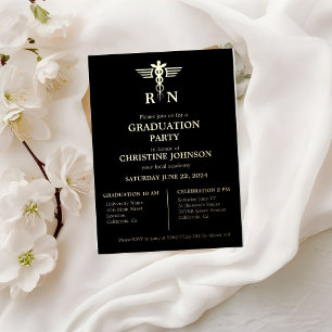 Elegant Chic Typography Nurse Graduation Party Foi Foil Invitation