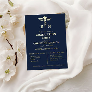 Elegant Chic Typography Nurse Graduation Party Foil Invitation