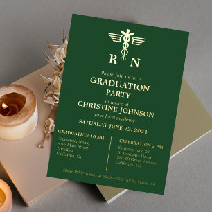 Elegant Chic Typography Nurse Graduation Party Foil Invitation