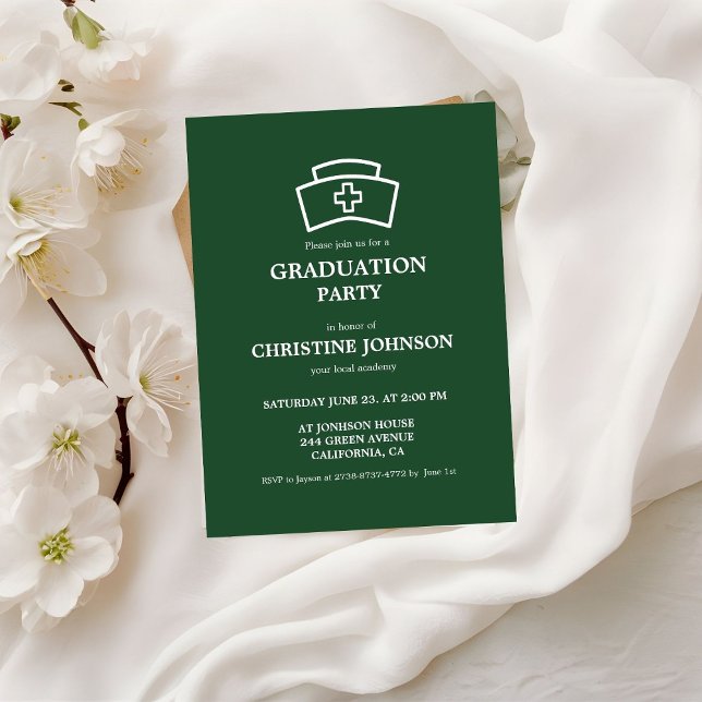 Elegant Chic Typography Nurse Graduation Party Invitation (Creator Uploaded)