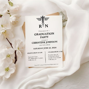 Elegant Chic Typography Nurse Graduation Party Invitation