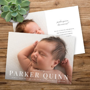 Elegant Chic Typography Photo Birth Announcement