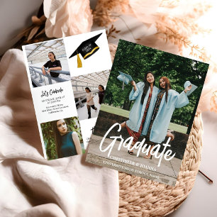 Elegant Chic Typography Twin Graduation Party Invitation