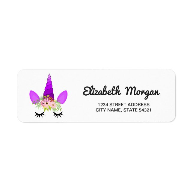 Elegant Chic  Unicorn Face, Floral Crown Label (Front)