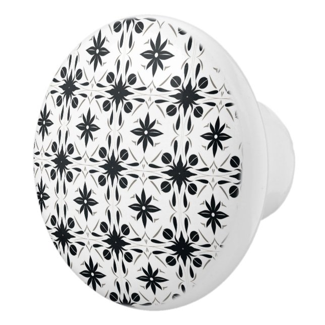 Elegant Chic Unique Abstract Black White Pattern  Ceramic Knob (Right)