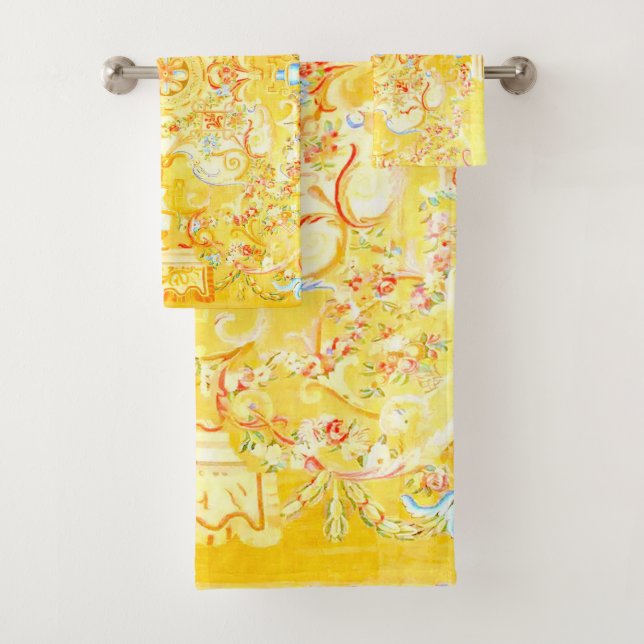 Elegant Chic Venetian Floral Paisley  Bath Towel Set (Insitu)