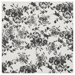 Elegant chic vintage black white floral pattern fabric