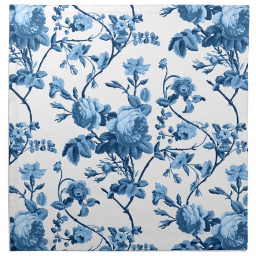 Elegant Chic Vintage Blue Rose Floral Cloth Napkin