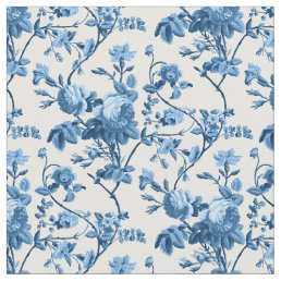 Elegant Chic Vintage Blue Rose Floral Fabric