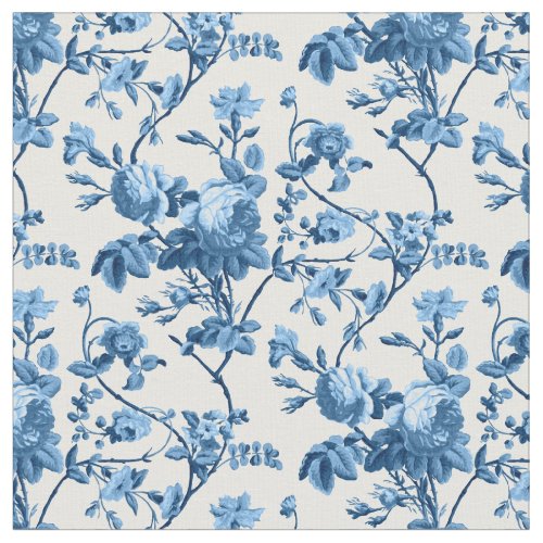 Elegant Chic Vintage Blue Rose Floral Fabric