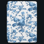 Elegant Chic Vintage Blue Rose Floral iPad Air Cover<br><div class="desc">Elegant and chic vintage-inspired seamless floral pattern featuring pink roses,  green vines,  foliage and white flowers and carnations. Background color is customizable (black used in preview).</div>