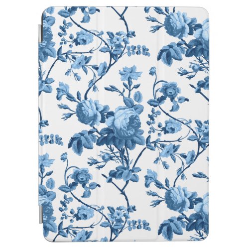 Elegant Chic Vintage Blue Rose Floral iPad Air Cover