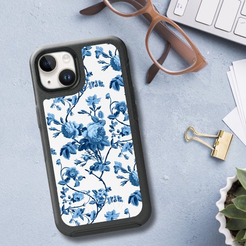 Elegant Chic Vintage Blue Rose Floral iPhone 13 Case