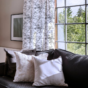 Elegant Chic Vintage Grey Rose Floral Sheer Curtains