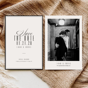 Elegant Chic Vintage Old Money Wedding Photo Save The Date