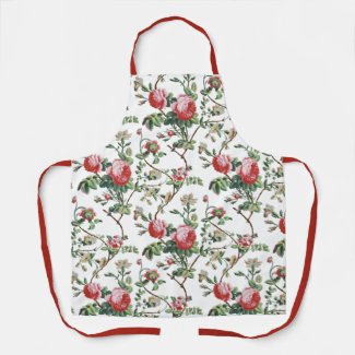 Elegant Chic Vintage Pink Rose Floral Apron