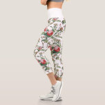 Elegant Chic Vintage Pink Rose Floral Capri Leggings<br><div class="desc">Elegant and chic vintage-inspired seamless floral pattern featuring pink roses,  green vines,  foliage and white flowers and carnations. Background color is customizable (white used in preview).</div>