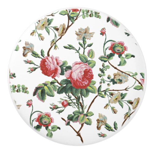 Elegant Chic Vintage Pink Rose Floral Ceramic Knob