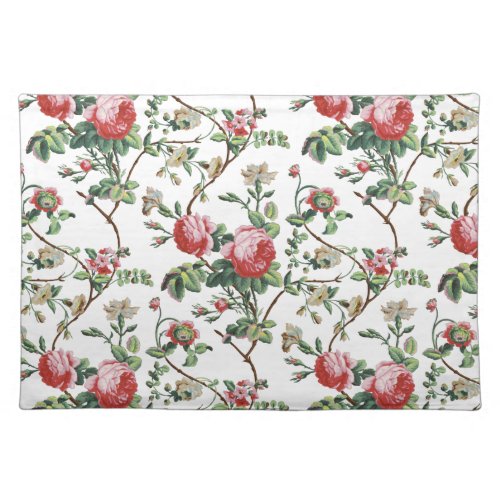 Elegant Chic Vintage Pink Rose Floral Cloth Placemat