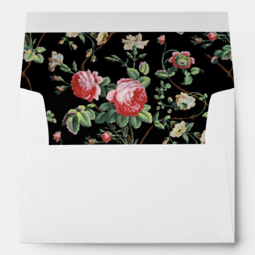 Elegant Chic Vintage Pink Rose Floral Envelope