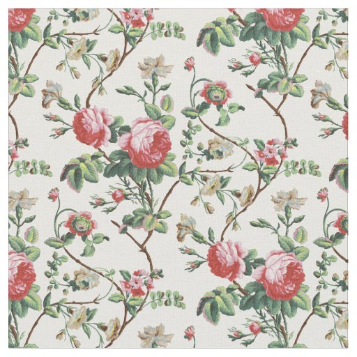 Elegant Chic Vintage Pink Rose Floral Fabric