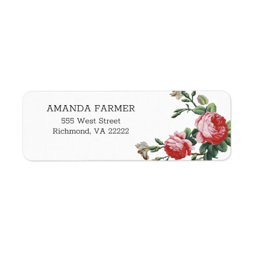 Elegant Chic Vintage Pink Rose Floral Label