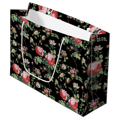 Elegant Chic Vintage Pink Rose Floral Large Gift Bag