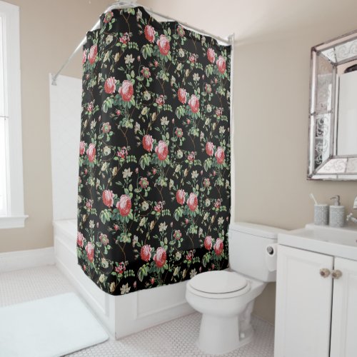 Elegant Chic Vintage Pink Rose Floral  Shower Curtain