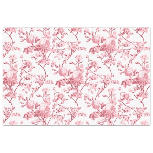 Elegant Chic Vintage Pink Rose Floral Tissue Paper