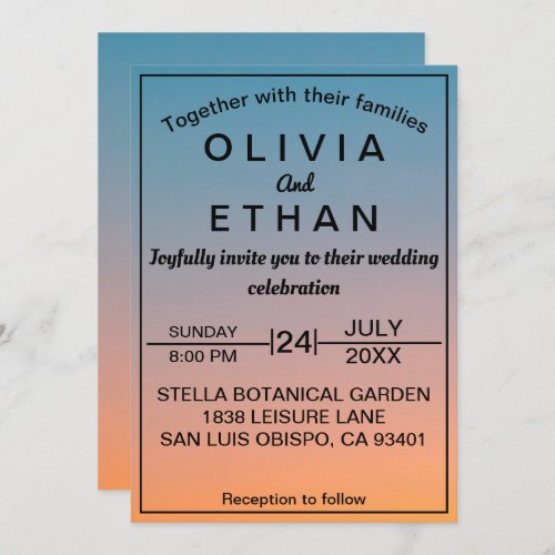 Elegant chic vintage retro sky Wedding Invitation