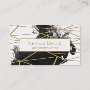 Elegant Chic Watercolor Black Gold Professional Business Card