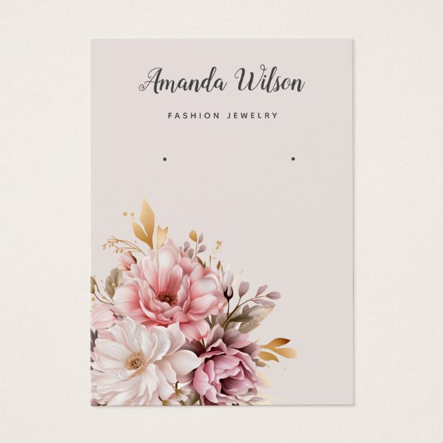 Elegant chic Watercolor Boho earring display card  (Front)