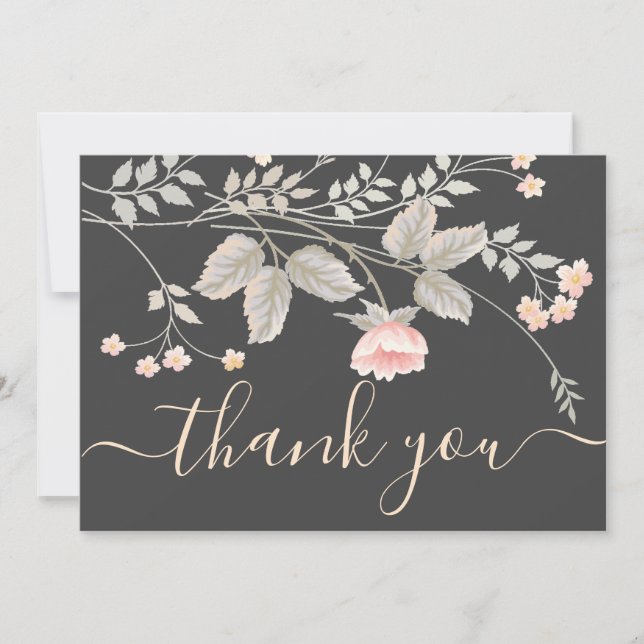 Elegant  chic watercolor Floral  thank you card (Front)