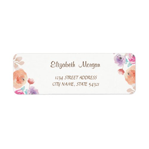 Elegant Chic Watercolor Flowers  Address Label