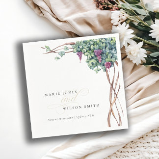 Elegant Chic Watercolor Grapevine Foliage Wedding Napkins