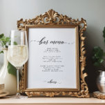 Elegant Chic Wedding Bar or Cocktail Menu Sign<br><div class="desc">Elegant Chic Wedding Bar or Cocktail Menu Sign</div>
