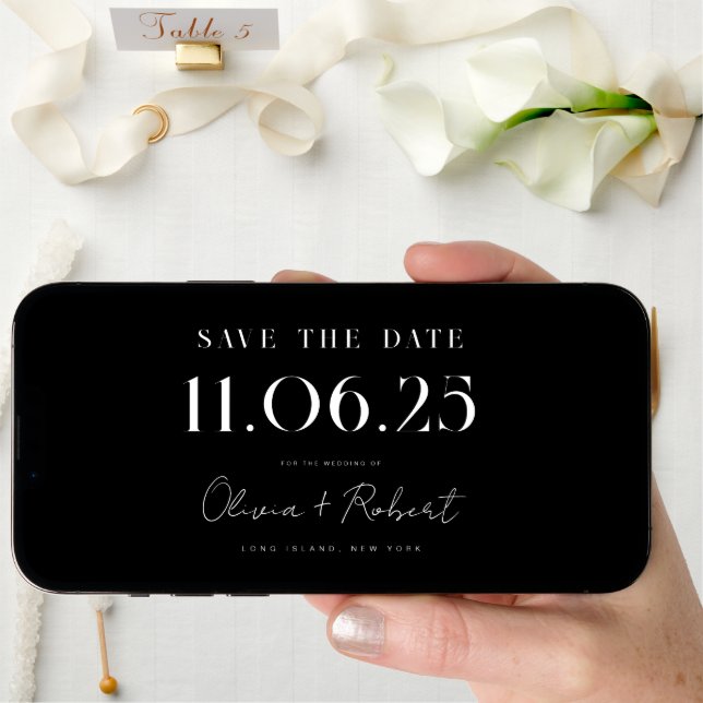 Elegant Chic Wedding Date Save The Date (Front Digital)