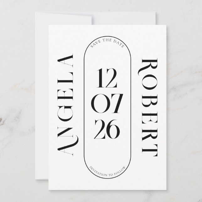 Elegant Chic Wedding Date Save The Date (Front)