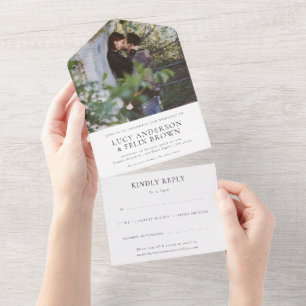 Elegant Chic Wedding Minimalist Modern RSVP All In One Invitation