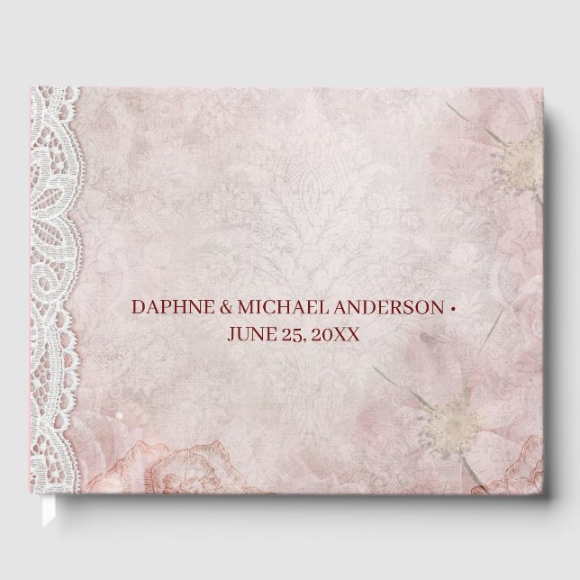 Elegant Chic Wedding Modern Simple Pink Guest Book (Front)
