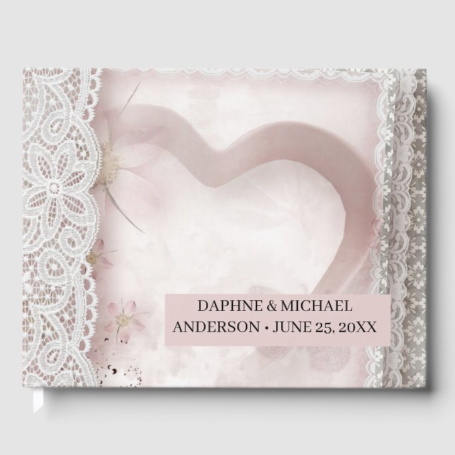 Elegant Chic Wedding Modern Simple Pink Guest Book (Front)