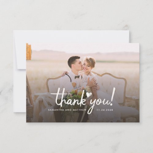 Elegant Chic Wedding Photo Hand_Lettered Thank You Card
