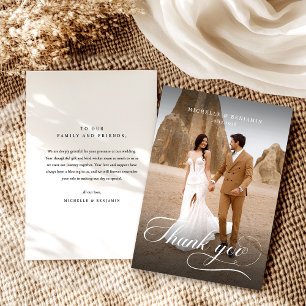 Elegant Chic Wedding Photo Thank You Card