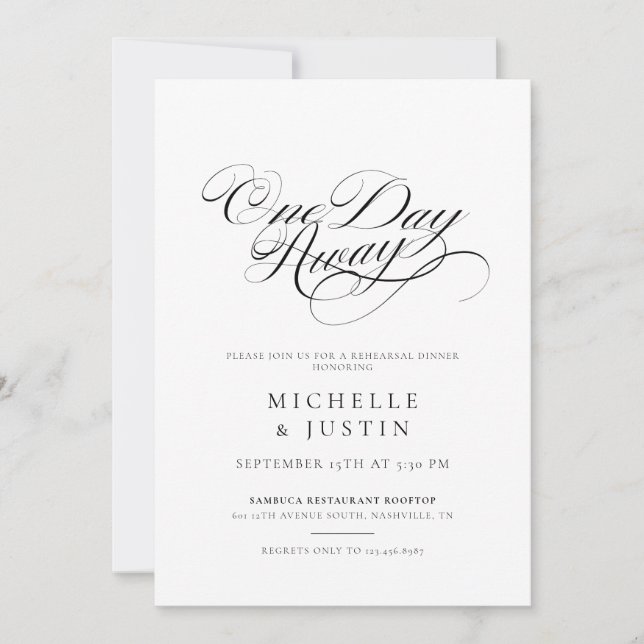 Elegant Chic Wedding Rehearsal Dinner   Invitation (Front)